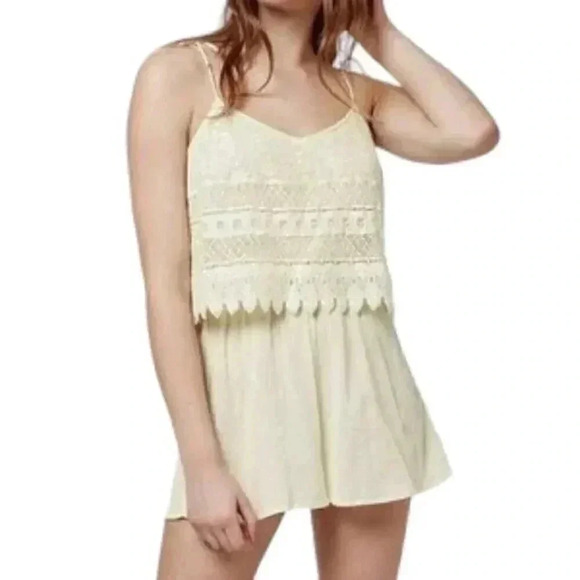 Topshop Romper Crochet Lace V-Neck Cream Ivory  Size 8 - Picture 1 of 11